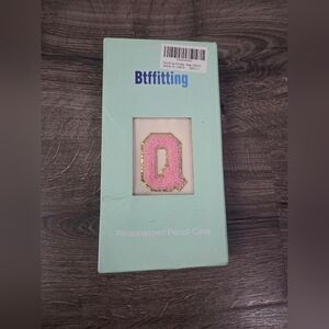 Pink and Gold Personalized 'Q' Pencil Case NEW